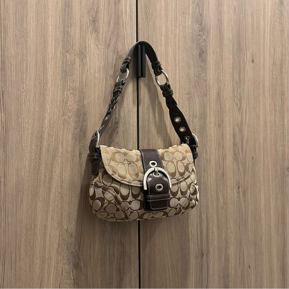 Vintage Y2K Coach Soho Signature Sufflette Tan Brown Shoulder Bag - Picture 2 of 7
